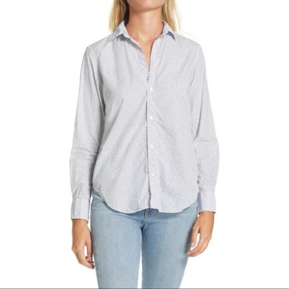 FRANK & EILEEN Barry Crinkle Button Up Shirt Bow Print Size Medium - Picture 1 of 8